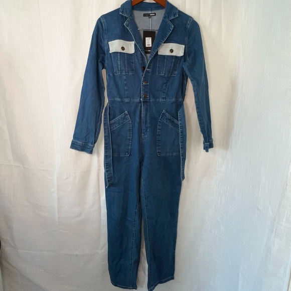 Fashion Nova Denim - Fashion Nova Denim White Pocket Overalls